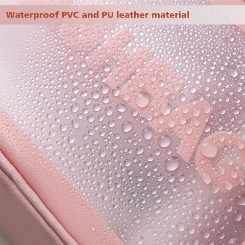 DAPOWER Travel Toiletry Bag for Women, Matte Translucent Toiletry Bag with Handy Handle, Makeup Cosmetic Organizer Bag for Travel Toiletries Accessories (Pink-XL) - color: Pink-XL