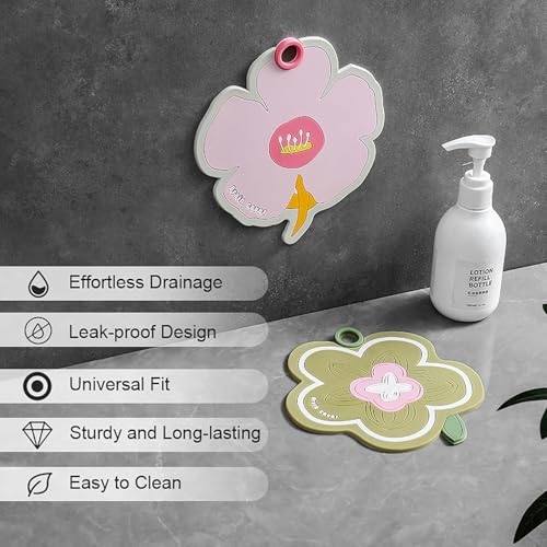Pink Flower-Shaped Silicone Bathtub Drain Cover 1pc - color: Pink