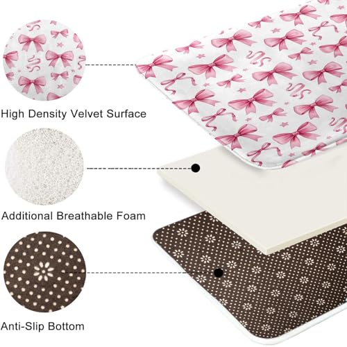 ArtSocket Bow Pink Coquette Bathroom Set with Shower Curtain and Bath Rugs and Accessories, Star Preppy Non-Slip Shower Curtain Set, Bathroom Decor 3 Pcs, 72" L x 72" W - color: Bow Pink Coquette
