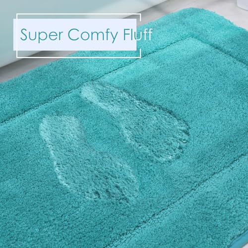 LOCHAS Bathroom Rug Set Teal Blue, Soft Bath Rug Set 2 Piece, Toilet Mat U-Shaped 20x20 and 34x20 Bath Rugs, Quickly Dry Mats for Bathroom, Tub, Washable, Super Absorbent Floor Mat - color: Teal Blue, size: 34" x 20" Plus 20" x 20" (U-Shape)
