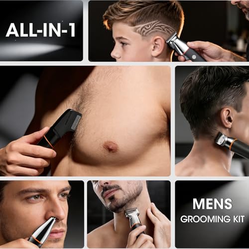 Suttik Manscape Body & Pubic Hair Trimmer for Men, No-Nick Groin & Ball Shaver, Electric Mens Grooming Kits Beard Trimmer, Body Groomer with LED Display, Waterproof