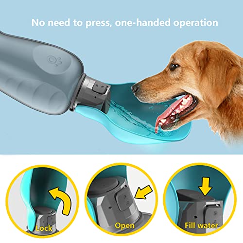 Kalimdor Dog Water Bottle, Leak Proof Portable Puppy Water Dispenser with Drinking Feeder for Pets Outdoor Walking, Hiking, Travel, Food Grade Plastic (27oz Blue) - color: 27oz Blue