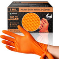 PROMEDIX P Heavy Duty Nitrile Gloves with Diamond Texture 8 Mil Latex Free Powder Free Industrial Disposable Glove - color: Orange, size: X-Large