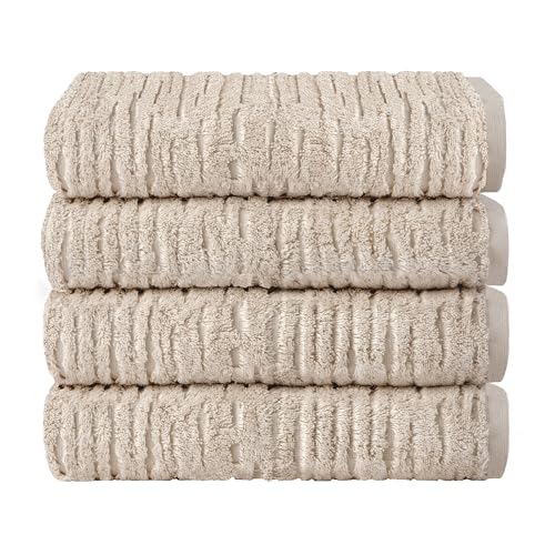 SKL Home CloudSoft Cotton Luxury 4 Pc Bath Towel Set, Oatmeal - color: Oatmeal, style: Bath Towels (Set of 4)