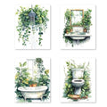 PUHEI Botanical Bathroom Wall Art Prints Set of 4, Sage Green Funny Floral Bathroom Wall Posters Decor,Sage Green Botanical Wall Decoration Poster Prints (8x10 Inches UNFRAMED)