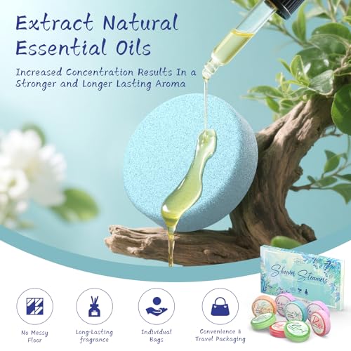 Shower Steamers Aromatherapy 8 Pack - Gifts for Women, Shower Bombs with Essential Oils, Self Care and Stress Relief Stocking Stuffers, Relaxation Birthday Gifts for Women and Men - style: Tranquil Floral Style