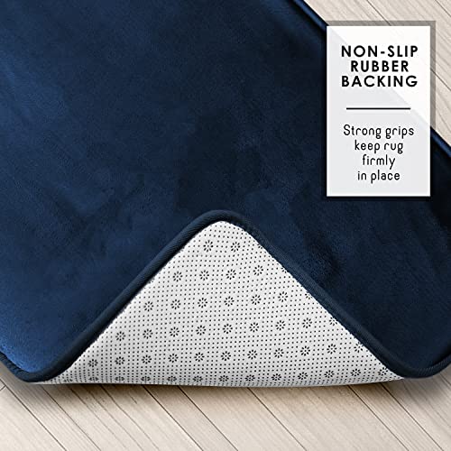 Clara Clark Bathroom Rugs, Velvet Memory Foam Bath Mat, Non-Slip, Machine Washable Bath Rugs - Dries Quickly, Ultra Soft Plush Bath Mats for Bathroom, 17 x 24, Royal Blue - color: Blue, style: 17 x 24