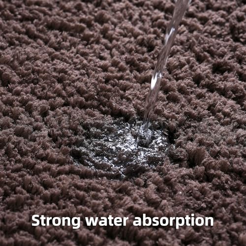 3 Pieces Luxury Bathroom Rug Set with U-Shaped Toilet Rug, Non-Slip Rubber Bottom, Thick Microfiber Fluffy Plush, Water absorption, Quick Dry, Ultra Soft, Bath Mats for Bathroom, Tub(Chocolate) - color: Chocolate
