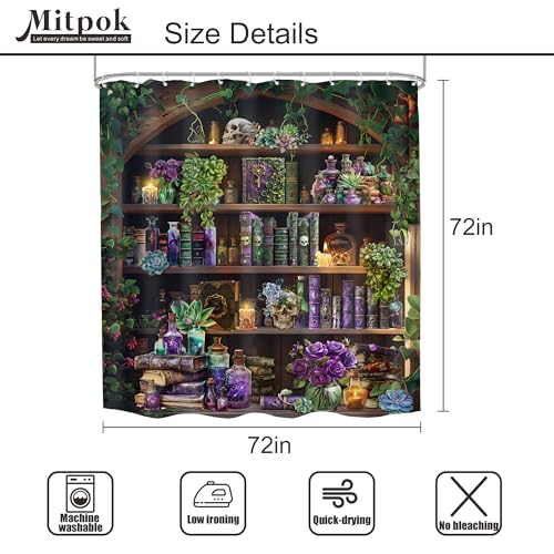 4 PCS Gothic Skull Skeleton Shower Curtain Set 72Wx72H Halloween Goth Books Bathroom Set Non-Slip Bath Rug Toilet Lid Cover U Shape Mat Complete Bathtub Accessories with 12 Hooks Bathroom Decor - color: A 04skeleton, size: 72"W x 72"L (Pack of 4)
