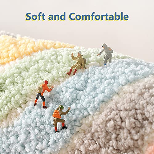 Rainbow Flocking Bath Mat, Bathroom Rug Water Absorbent Non-Slip Soft Microfiber Carpet Mat for Tub Sink Shower and Bath Room Cute Cartoon Doormat, 24"x 16" - size: 1'4" x 2' (Rectangular)