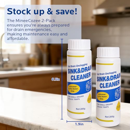 400g Drain Cleaner with 3.0 Upgraded Formula: Fast Sink & Pipe Clog Remover and Powerful Foam Powder Unclogger for Hair, Kitchen & Bathroom Use