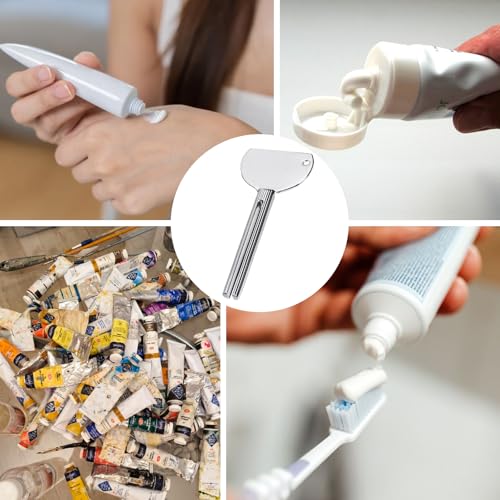 3 Pcs Toothpaste Tube Squeezers,Stainless Steel Toothpaste Squeezer,Metal Manual Dispenser Roller Tube Wringer,Tube Key Tooth Paste Squeezer for Home Toothpaste Paint,Cream, Cosmetic and Hair Dye - color: Silver