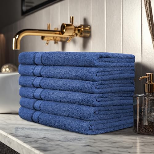 COTTON CRAFT Ultra Soft Hand Towels - 6 Pack Luxury Hand Towels - 100% Cotton Plush Absorbent 580 GSM Large Towel - Quick Dry Durable Machine Washable - Bathroom Kitchen Gym Spa - 16 x 28 - Blue - color: Blue, size: 6 Pack Hand Towels