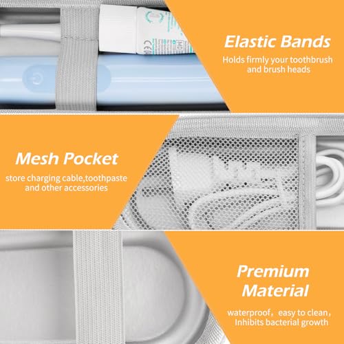 Toothbrush Travel Case for Oral B/Oral-B Pro 1000 1500 5000 7000 & Philips Sonicare 4100 1100 5300 5100 6100/iO Electric Toothbrush, Hard Protective Storage Bag (Dazzling gold) - color: Dazzling gold