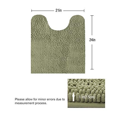 ITSOFT Standard 24"x21" U-Shaped Non-Slip Shaggy Chenille Toilet Contour Bathroom Rug with Water Absorbent, Sage Green - color: Sage Green, size: 24" x 21" (U-Shaped)