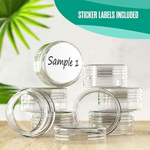 Houseables Sample Containers, Sample Jars, Lip Balm Containers, Mini Jars with Lids, Small, Empty, Makeup, Powder, Gloss, Cosmetic, Tiny, Dab, Wax, Scrub, Little, Travel, Clear Plastic, 3 Gram, 200 PK - color: Clear, size: 200 Pack