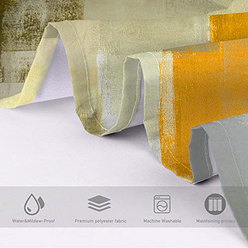 Lnond 4Pcs Bathroom Shower Curtain Sets with Rugs,Orange Modern Painting Art Bathroom Sets with Shower Curtain and Rugs and Accessories - color: Orange-01