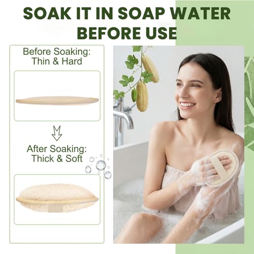 10PCS Natural Loofah Sponge Set, Loofah Exfoliating Scrubber for Body & Facs