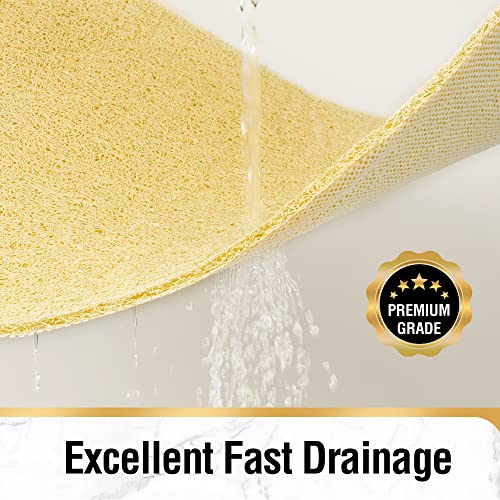 HITSLAM Non Slip Bathtub Mat 40 x 16 Inch, Extra Long Bath Mat for Tub, Soft PVC Loofah Shower Floor Mat with Drain, Quick Drying Bathroom Tub Mat for Wet Area, Without Suction Cup, Beige - color: Beige, size: 40" x 16" (Rectangular)
