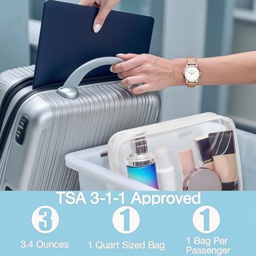 100 Pcs Clear Makeup Bags Bulk Graduation/Dad Gifts Bag Tsa Approved Toiletry Bag for Travel Transparent Cosmetic Bag Waterproof Travel Small Pouches with Zipper for Men and Women (White) - color: White