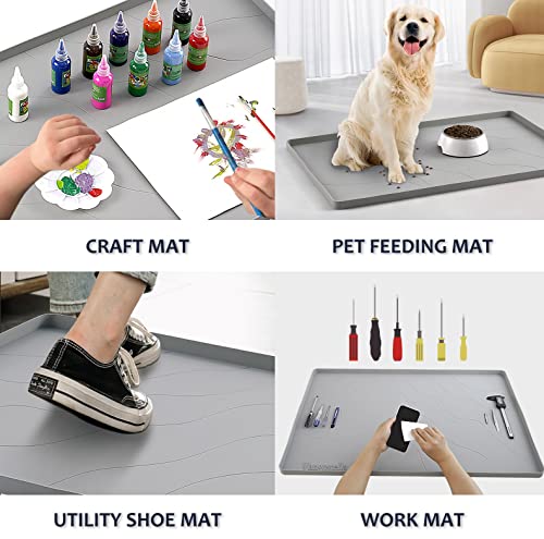 Heavy Duty Silicone Under Sink Mats for Kitchen Waterproof 25" x 22", Extra Thick Under Sink Rubber Mat Drip Tray, Raised Edge Under Sink Liner,Prevent Drips, Leaks, Spills,Grey - color: Gray, size: 25'' x 22'' x 1''