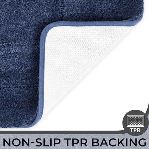 GRANNY SAYS Bathroom Toilet Rugs U Shaped, Bath Mats for Bath, Bathroom Rugs Non Slip Washable, Absorbent Microfiber Toilet Mat, Soft Plush Shaggy Bath Carpet, 20" x 24", Blue - color: Deep Blue, size: 1'8" x 2' (U-Shaped 20" x 24")