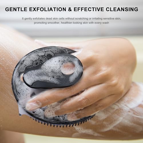 INNERNEED Food Grade Silicone Body Scrubber Gentle Exfoliating Brush for Women Men Deep Clean for All Skin Types, More Hygienic and Well Lather (Black+Dark Green+Pink) - color: (Set3) Black+dark Green+pink