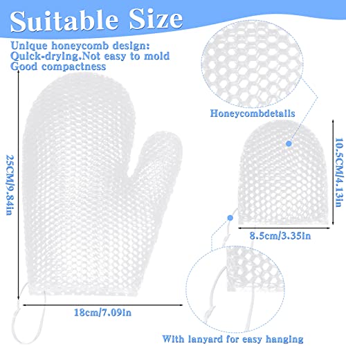 Vesici 2 Pcs Honeycomb Exfoliating Glove Set Exfoliating Bath Mitt Honeycomb Face and Body Scrubber Shower Mitt Sponges for Cleaning Body Shower Face Skin Beauty Spa(White) - color: White