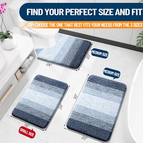 OLANLY Small Bathroom Rugs Mat 24x16, Extra Soft Absorbent Microfiber Bath Rugs, Rubber Backing, Quick Dry, Washable Bath Mats for Bathroom Floor, Tub and Shower, Home Decor Accessories, Navy Blue - color: Navy Blue, size: 24" X 16"