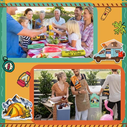 Boyiee Set of 6 Camping Kitchen Towels Absorbent Dishcloths Bonfire Tent Car Tea Towels 24 x 16 Inches with Funny Sayings Novelty Gifts for Campers Happy Camper Camping Accessories for Rv Campers - color: Colorful Camping