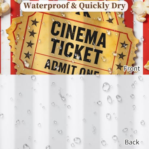Fabric Shower Curtain with Hooks YTS09806 - color: Movie Night Popcorn