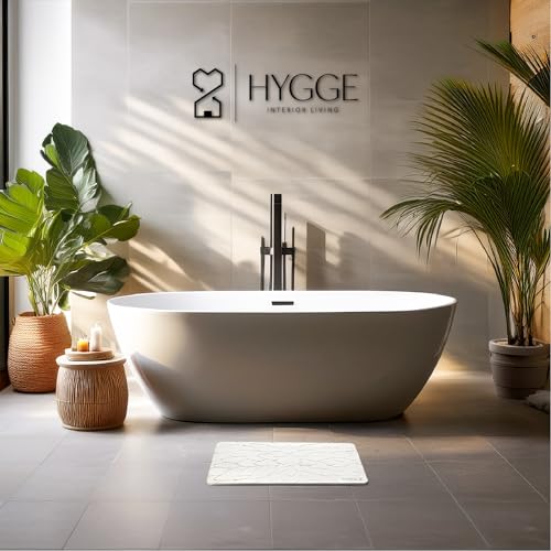 Diatomaceous Earth Stone Bath Mat - Ivory Bloom | Modern Fast Dry Bathroom Floor Shower Mat, Quick Drying Premium Luxury Diatomite Spa Stone Gift, Non-Slip Base, 23.6” x 15.4” - color: Ivory Bloom