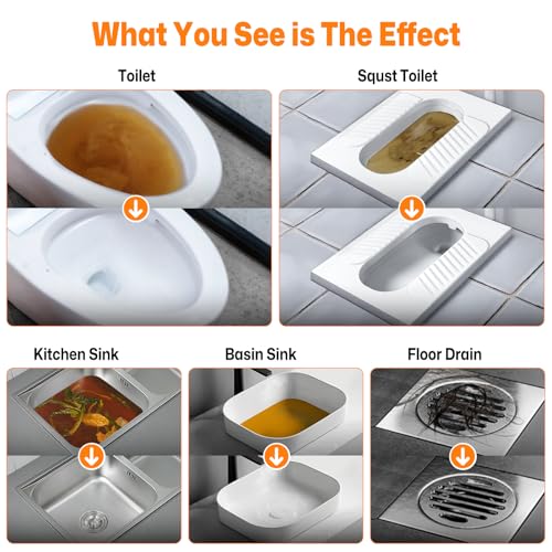 Electric Toilet Plungers for Bathroom,4 in 1 Toilet Unclogger,Auto-Inflation Toilet Plunger Clog Remover Get Instant Result,High Pressure Toilet Plunger Heavy Duty for Washbasin,Sinks,Floors Drain - color: Orange