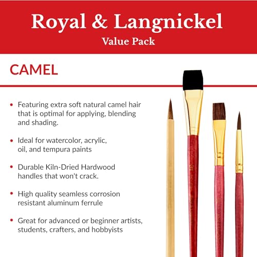 Royal Brush Camel Value Pack Brush Set, 3/Pkg