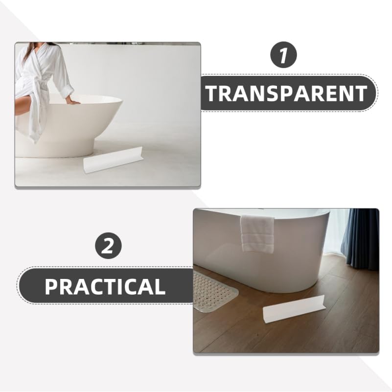 Cabilock Bathtub Splash Guard, 15.75 Inch Clear Tub Corner Water Barrier for Shower Ledges, No-Drill Splash Protector for Bathtub Edges, Bathroom Sinks and Counters
