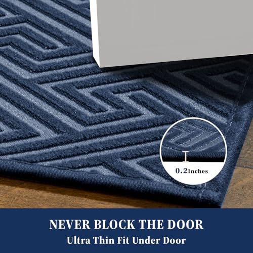 YIHOUSE Navy Blue Bathroom Toilet Rugs 17.5"x24"U, Quick Dry Non Slip Bath Rug, Absorbent Machine Washable Thin Bath Mat for Restroom Floor Tub Laundry Room Home Decor - color: Navy Blue, size: 1'6" x 2' (U-Shape)