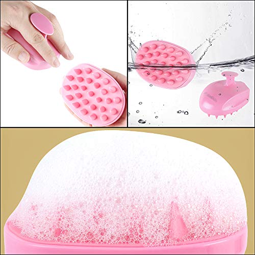 Scalp Massager Shampoo Brush, Hair Scalp Scrubber Shower Hair Brush Head Massager for Stress Relax Hair Growth, Dandruff Brush Scalp Exfoliator for Women Men Kids Pets, Pink - color: Pink