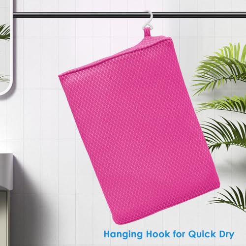 AEROiVi Shower Seat Cushion for Shower Chairs, Transfer Benches in Bathtub, Cushion for Sauna, 3D Mesh Pad with Hook, Slip-Resistant, Design for Elderly, Senior, Handicap Disabled - size: Pink