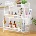 VITVITI 3-Tier Bathroom Organizer Countertop, Metal Wire Mesh Bathroom Counter Organizer Storage with Basket Hooks, Vanity Tray Shelf, Kitchen Spice Rack (White) - color: 3 Tier Large White