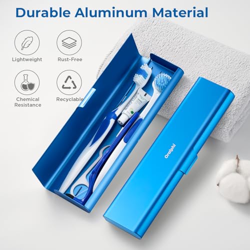 Wider Aluminum Toothbrush Travel Case, Portable Travel Toothbrush Holder, Durable Manual Toothbrush Box Container for Traveling, Bathroom, Camping, Business Trip, Blue - color: Blue, size: 1 Pack (Large)
