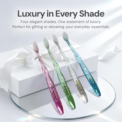 Nano-b Manual Toothbrush for Adults with Sensitive Gums, Silver Soft/Medium Bristles, Travel Case, Pink - color: Pink, style: Silver Bristles