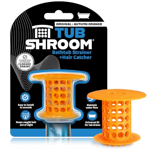 TubShroom Bathtub Drain Hair Catcher – In-Drain Tub Strainer & Clog Prevention Protector, Fits Standard 1.4”–1.75” Tub Drains, Easy Clean, Captures Human & Pet Hair out of Sight (Orange) - color: Orange