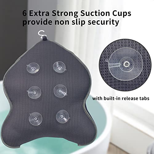Poemland Extra Thick Large Bath Pillow with Neck,Back,Head Support for Bathtub, Spa, Soaking Gray(21''x17'') - size: Gray(21''x17'')
