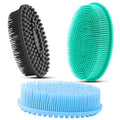 3 Pack Silicone Body Scrubber, Soft Silicone Loofah Exfoliating Body Scrubber, Silicone Body Brush Bath Shower Scrubber for Body, 2 in 1 Bath and Shampoo Wash Brush for Skin Exfoliation Men Women - size: Black+Blue+Green
