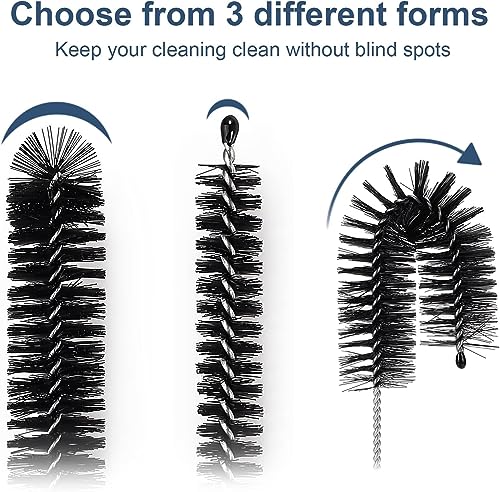 Ixiaoyoo Straw Cleaner Brush Set, 12 Pieces Botthle Cleaning Brush and Nylon Tube Brush Brush, 11.8 Inch Long Cleaning Brush Kit for Water Bottle, Straws on Tumbler, Sippy Cup, Tea Pot Spout | Black Straw Cleaner Brushes for Tumbler, Sippy Cup, Water Bott
