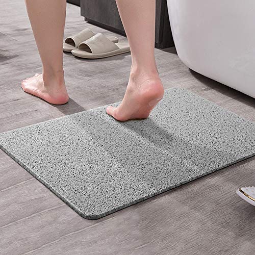 Asvin Soft Textured Bath, Shower, Tub Mat, 24x32 Inch, Phthalate Free, Non Slip Comfort Bathtub Mats with Drain, PVC Loofah Bathroom Mats for Wet Areas, Quick Drying - color: Grey, size: 32" x 24" (Rectangular)