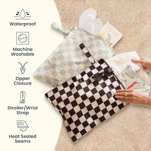 Tiny Twinkle Mess Proof Wet Bags | 2-Pack Reusable Waterproof Wet Bags for Swimsuits | Baby Clothes | Travel & Diaper Bag (Luna) - color: Luna, size: 2 Pack