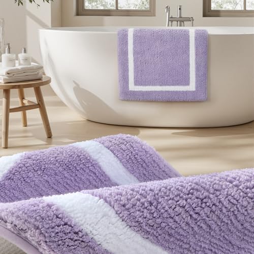 HOMEIDEAS Bathroom Rugs Sets 2 Piece, Super Soft and Absorbent Microfiber Tufted Bath Mats, Non-Slip and Machine Washable Bath Rugs(Lavender) - color: Lavender