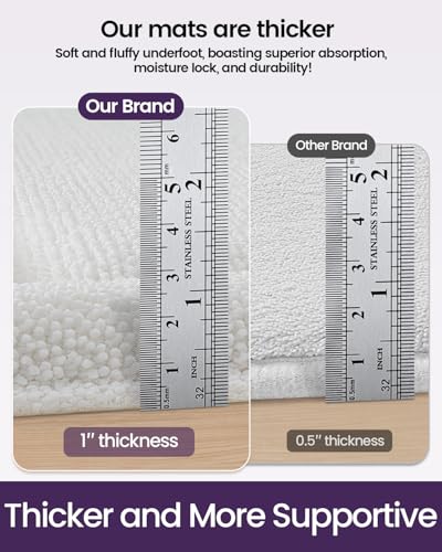 DEXI Memory Foam Bath Mat 24x17, Soft Absorbent Chenille Bathroom Rug, Non Slip Quick Dry Bath Mats for Bathroom, Thick Plush Floor Carpet for Tub Shower, Sink, Ivory - color: Ivory, size: 24" X 17" (Rectangular)