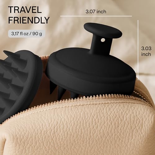 Silicone Scalp Scrubber for Dandruff – Serum, Balm, & Hair Oil Applicator – Scalp Massager Hair Growth for Men, Women – Shampoo Massager Brush or Head Scratcher – Alternative to Shower Comb (Black) - color: Black